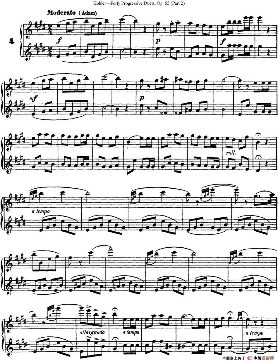 柯勒40首长笛提高练习曲OP.55（二重奏）（NO.4）
