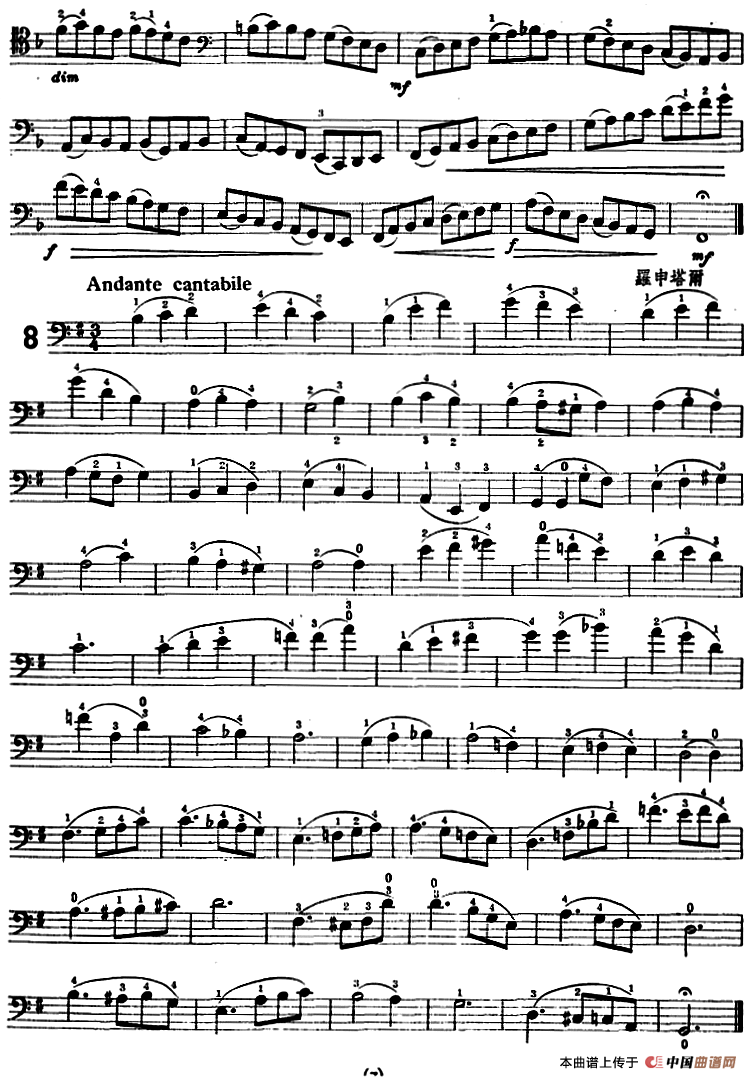 鲍斯特列姆大提琴练习曲（4—8）小提琴谱