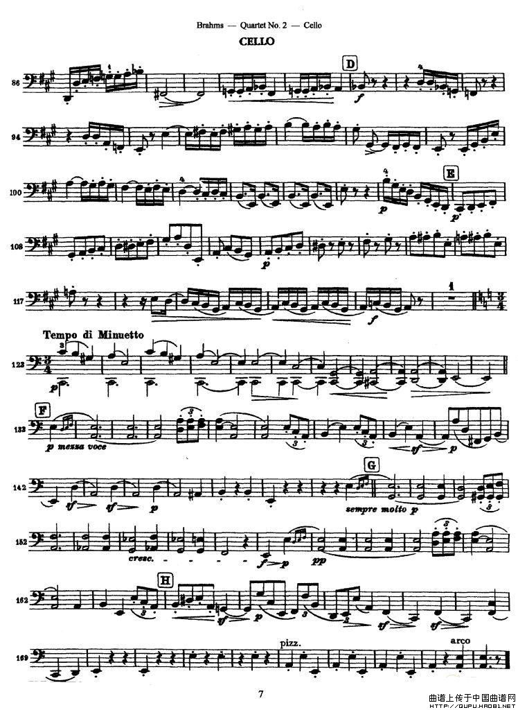勃拉姆斯《Quartet No.2》Op.51小提琴谱