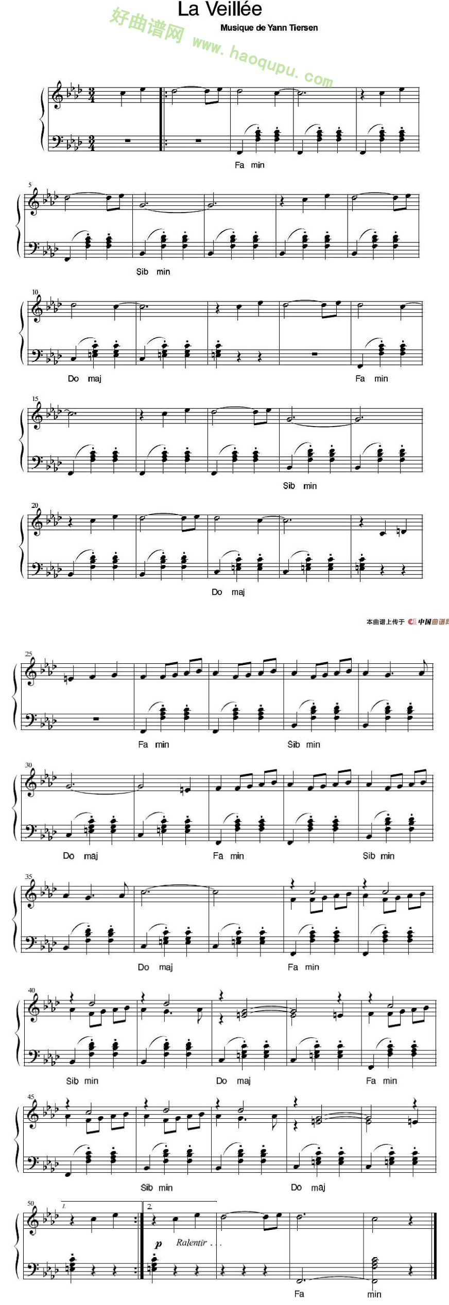 《La Veillee》 手风琴曲谱