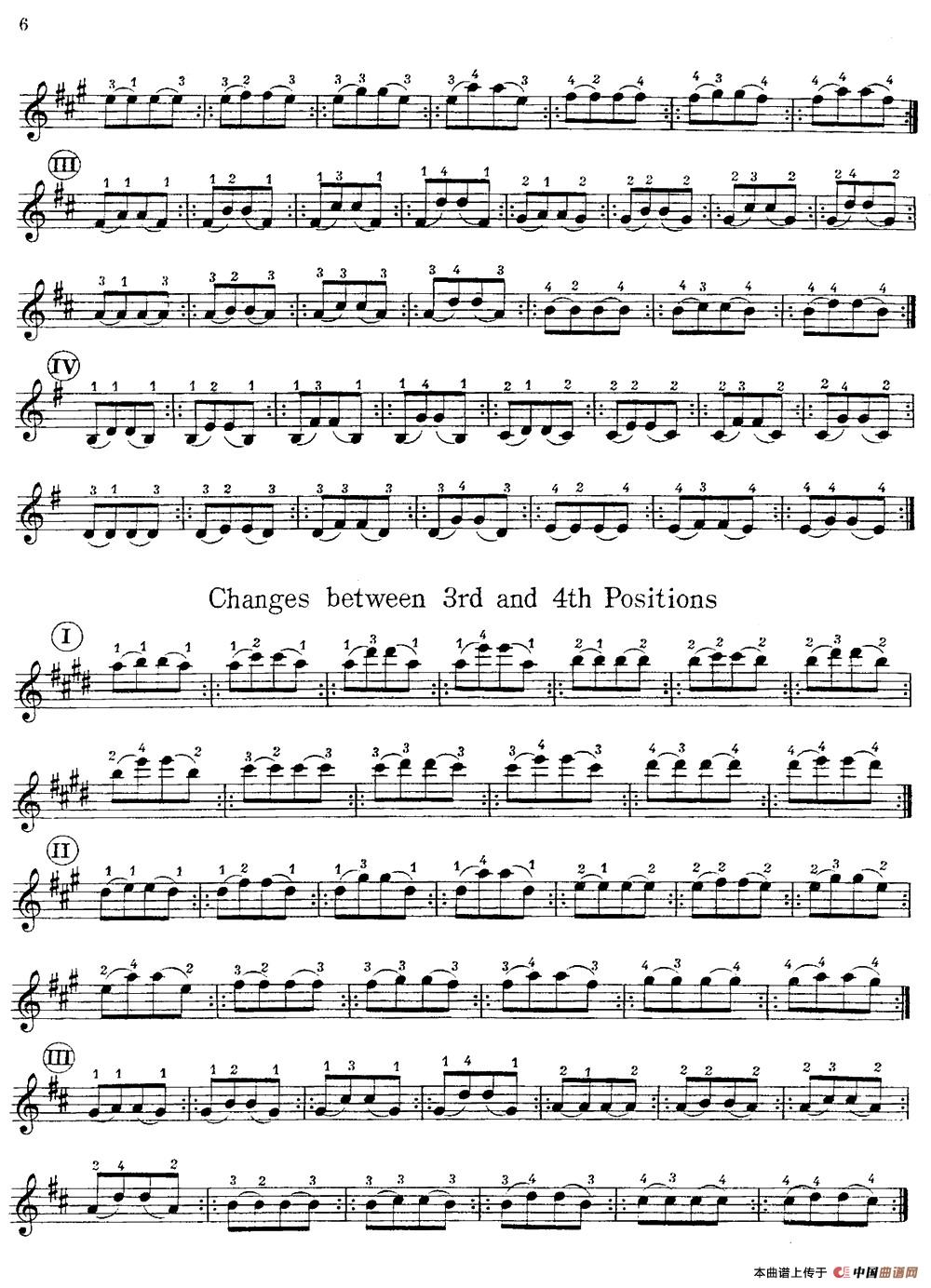 小提琴换把练习曲（第一部分）小提琴谱