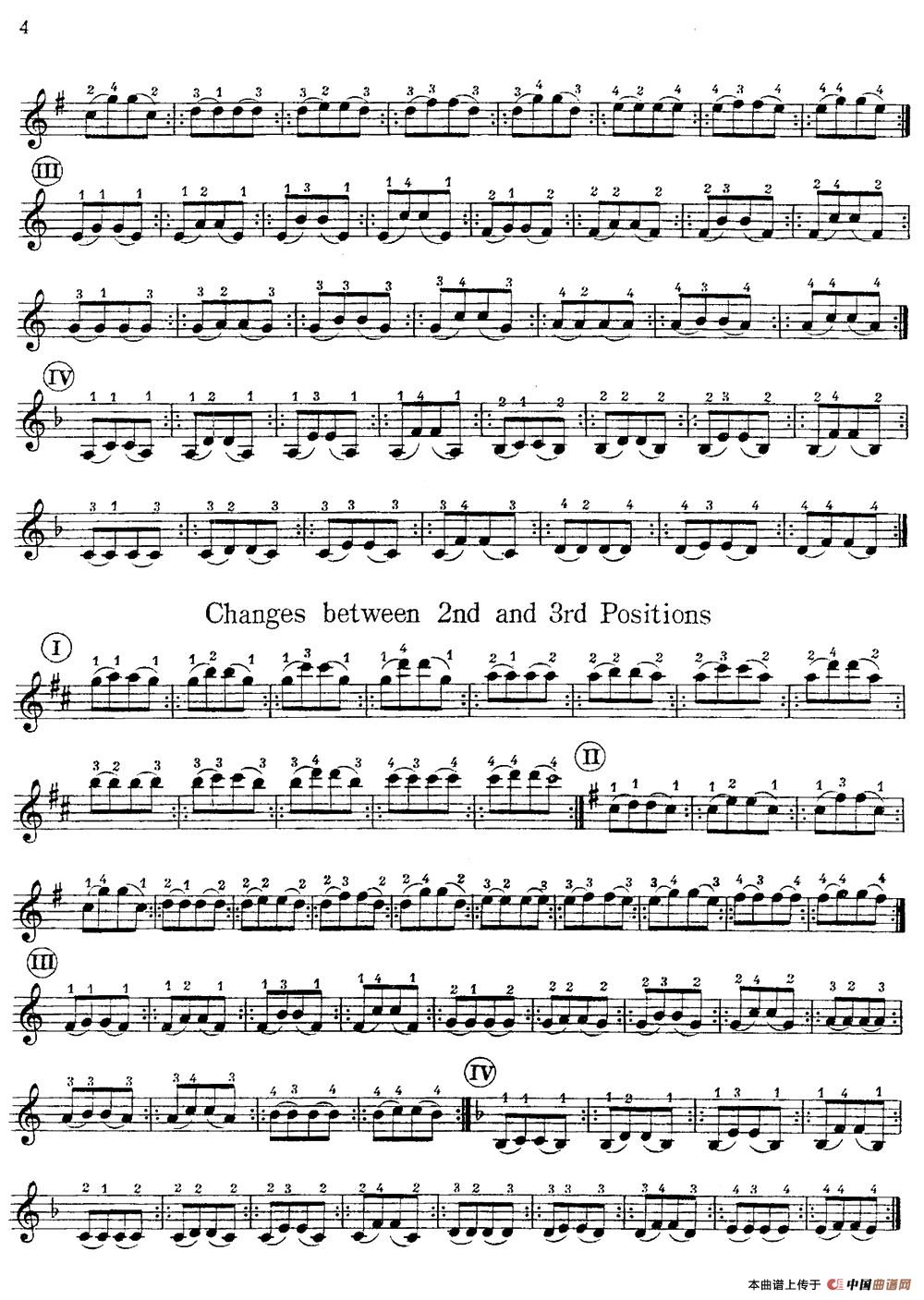 小提琴换把练习曲（第一部分）小提琴谱