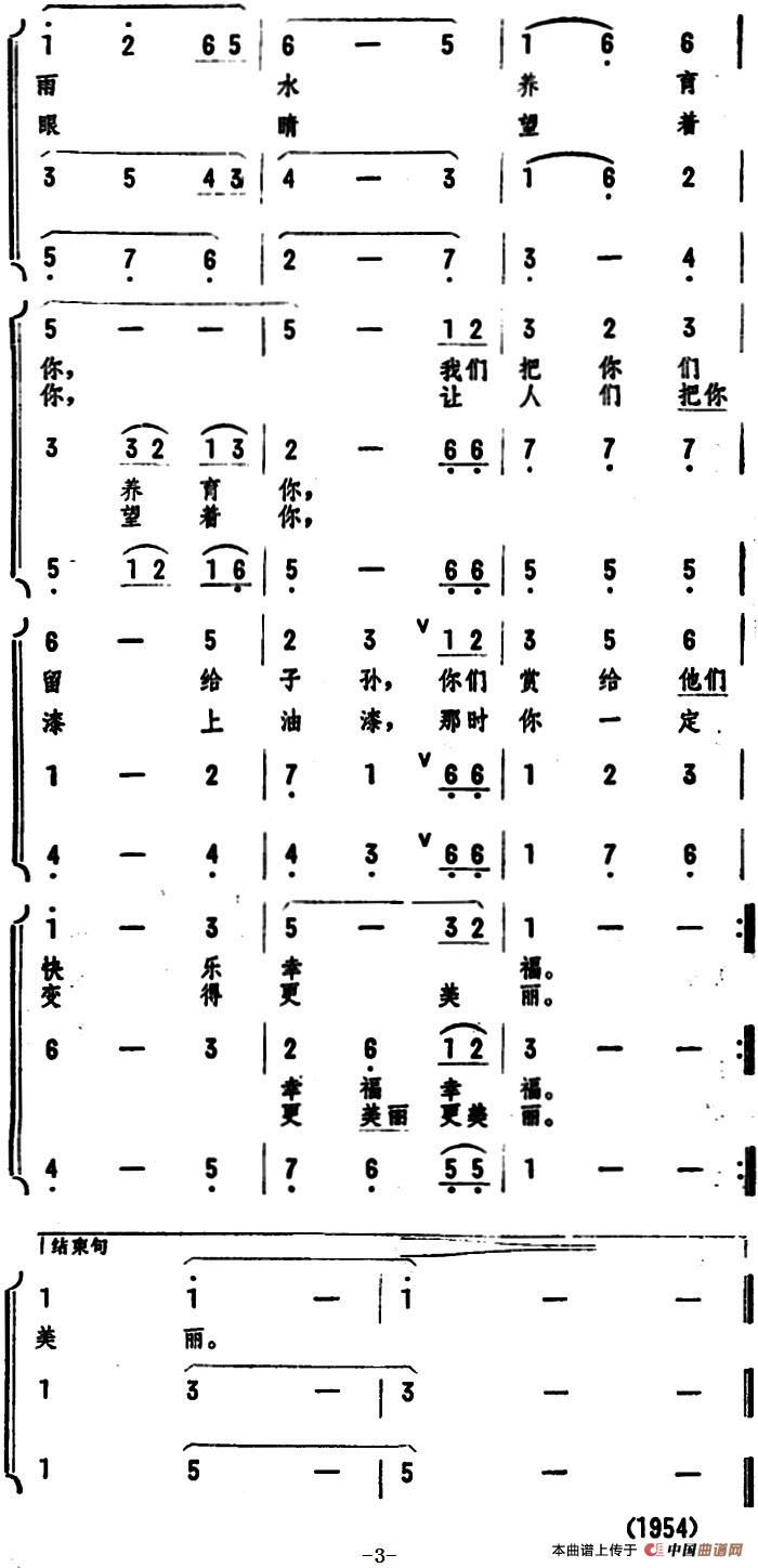 小树快长大（《森林大合唱》选曲 女声三重唱或三部合唱）合唱谱