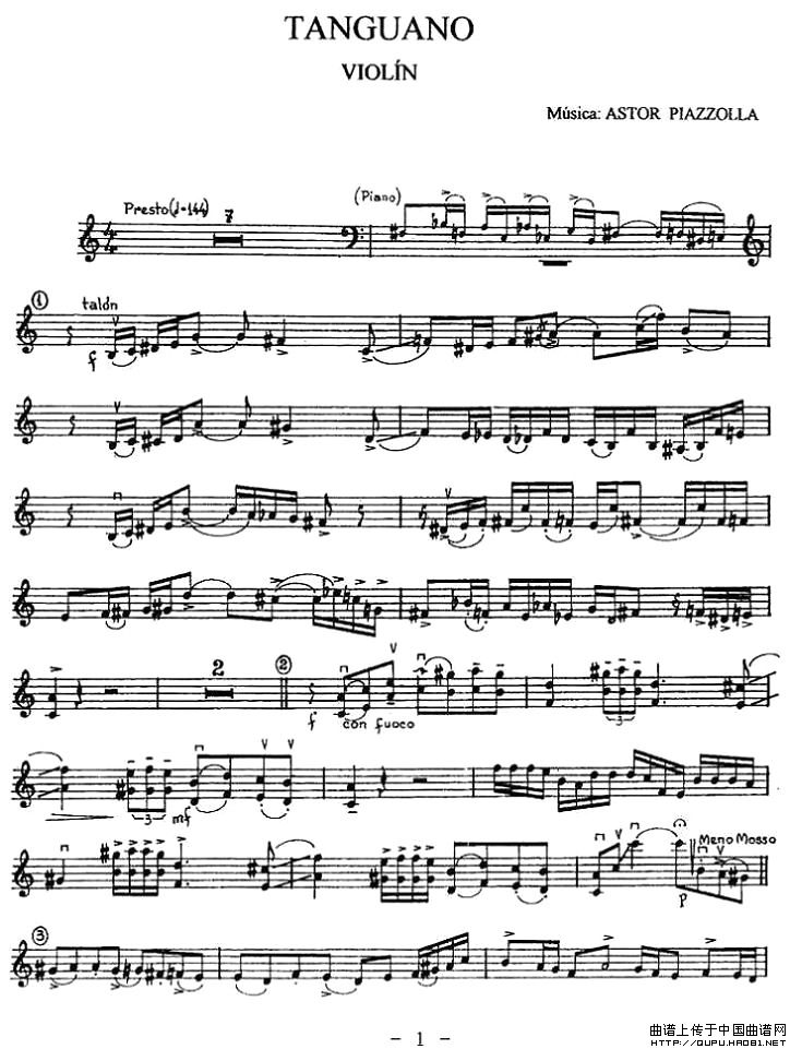 TANGUANO小提琴谱