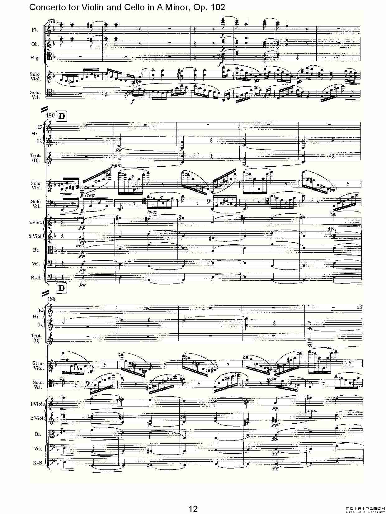 A小调小提琴与大提琴协奏曲, Op.102第三乐章小提琴谱