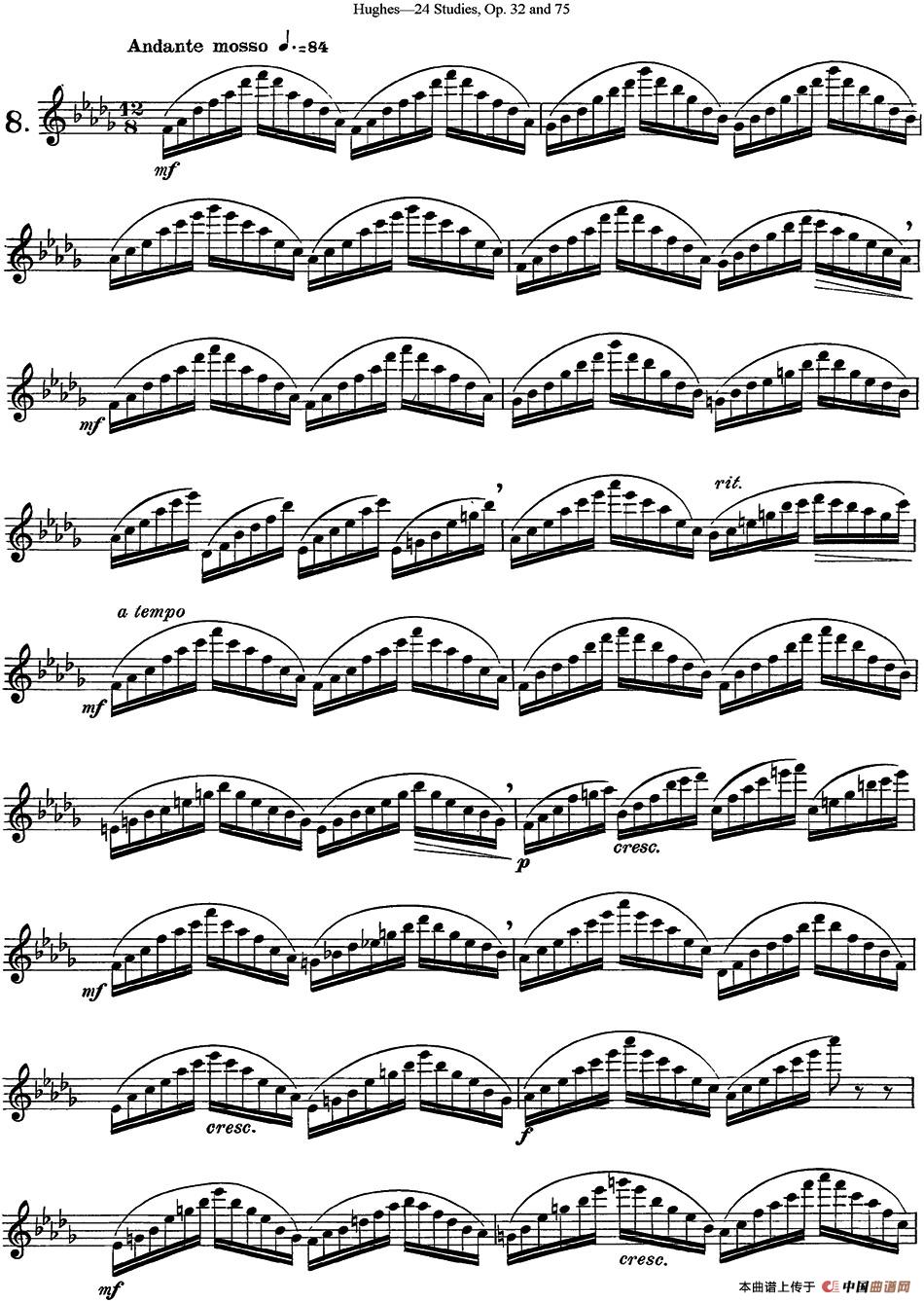 胡埃斯24首长笛练习曲Op.32（NO.8）长笛谱