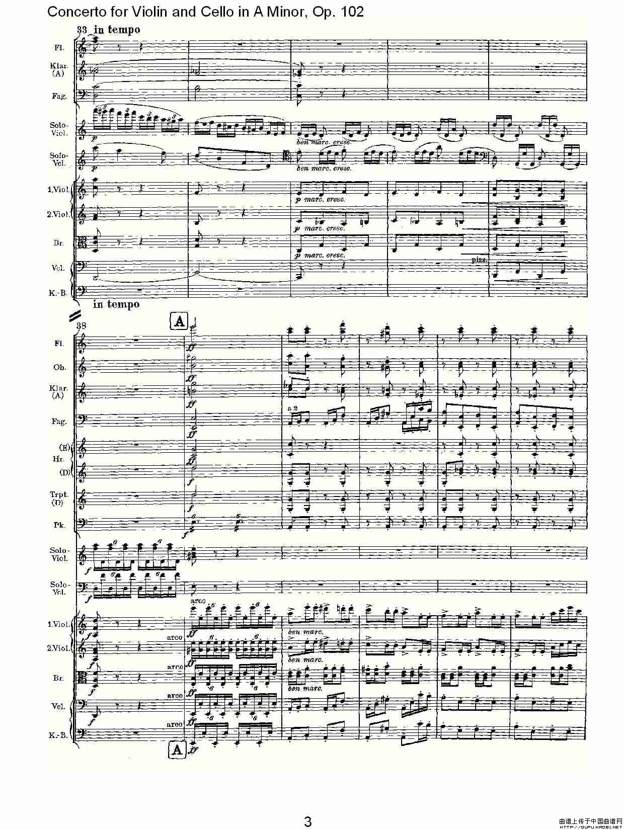 A小调小提琴与大提琴协奏曲, Op.102第三乐章小提琴谱