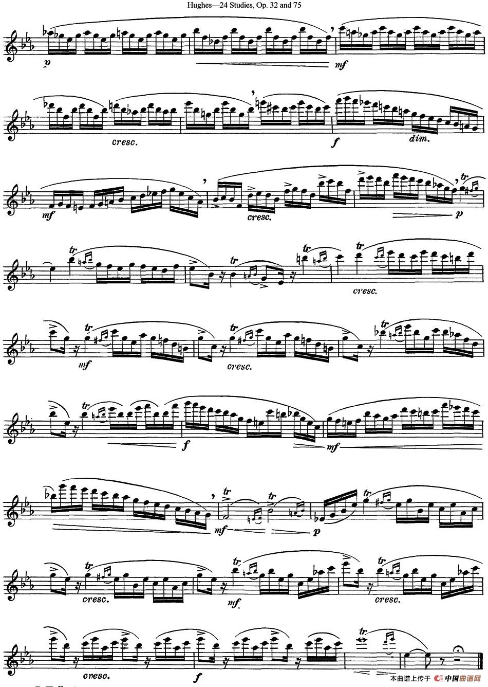 胡埃斯24首长笛练习曲Op.32（NO.20）长笛谱