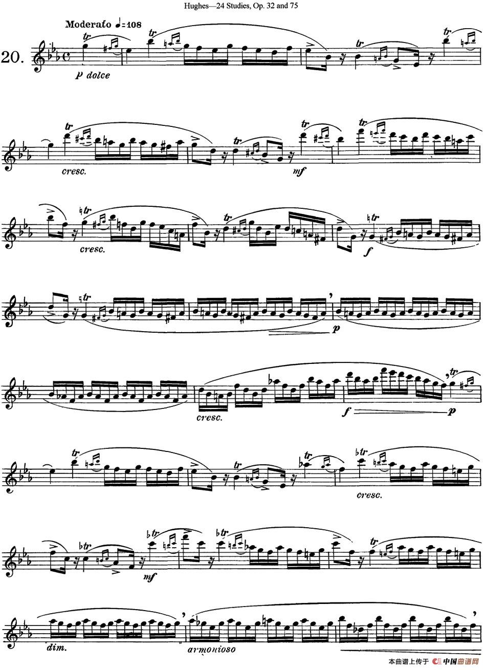 胡埃斯24首长笛练习曲Op.32（NO.20）长笛谱