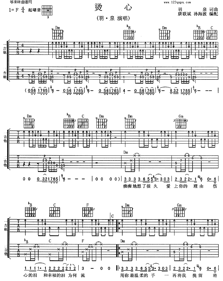 烫心（羽泉）吉他谱