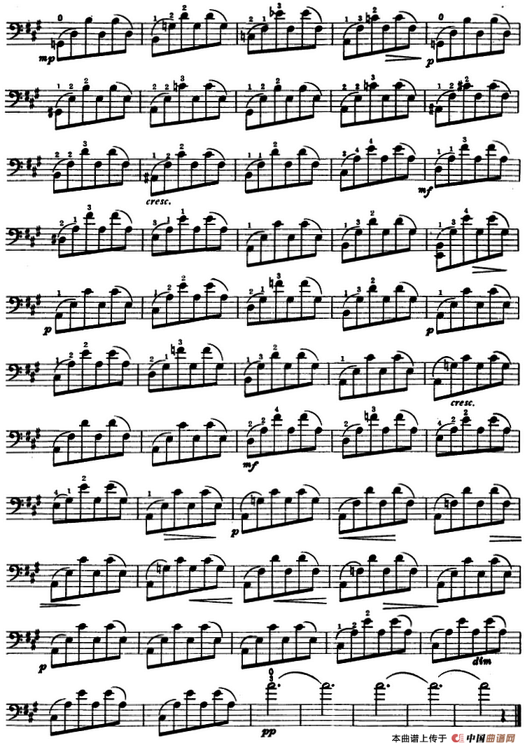 鲍斯特列姆大提琴练习曲（31-34）小提琴谱