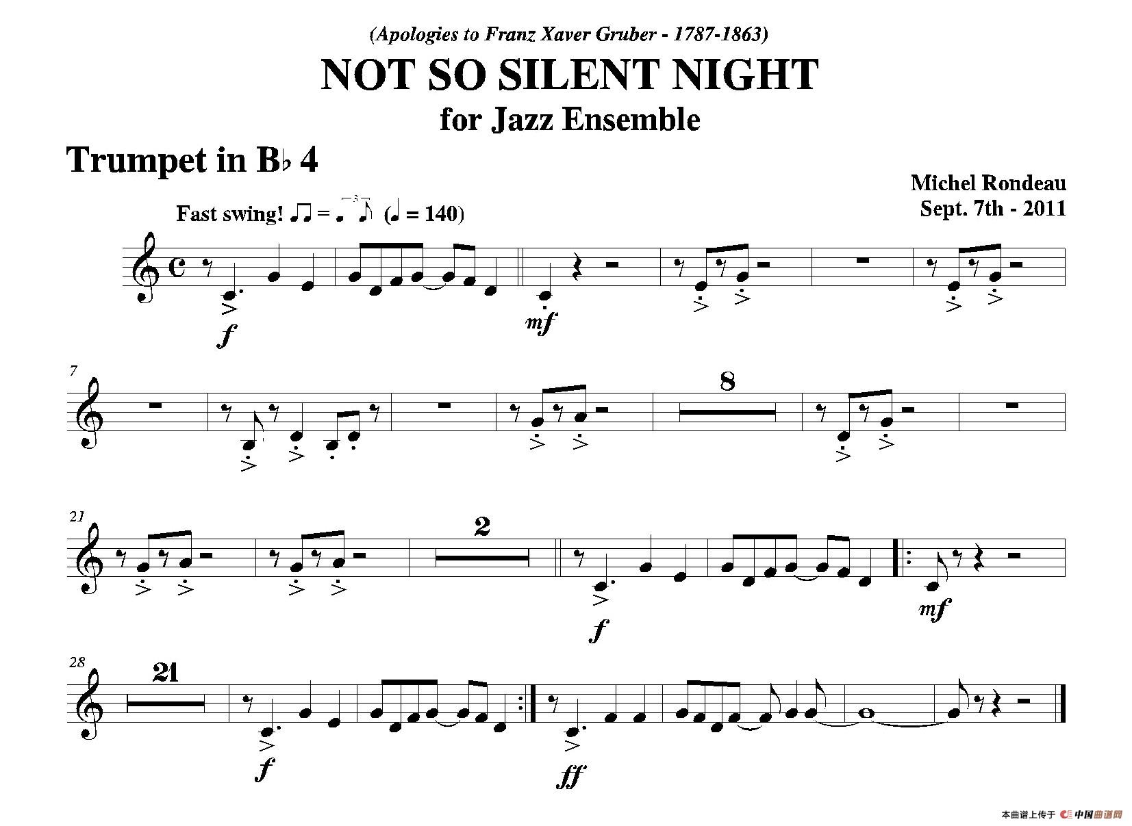 NOT SO SILENT NIGHT（第四降B小号分谱）