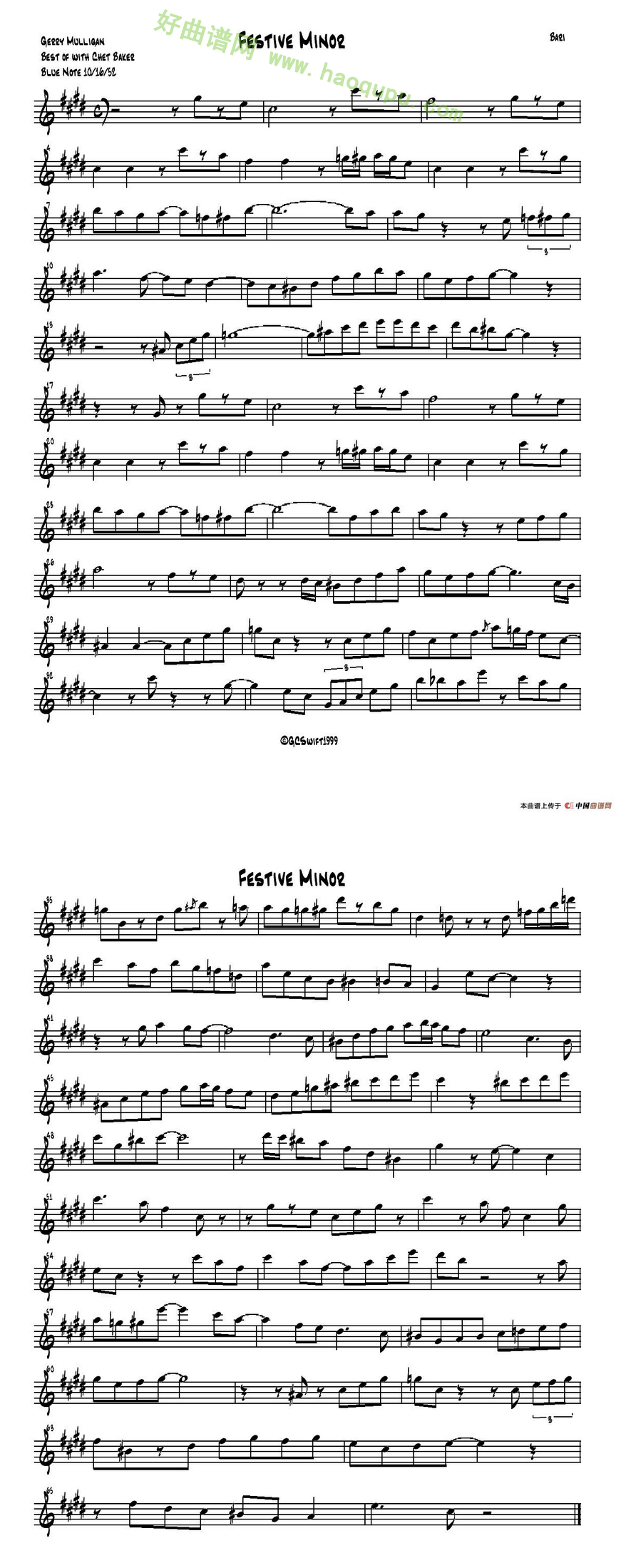 《Festive Minor》 萨克斯简谱