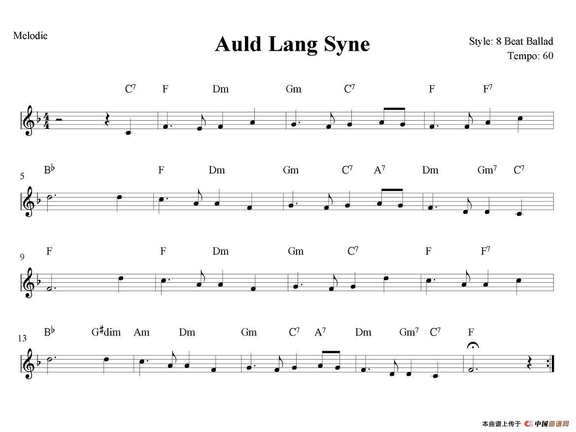 Auld Lang Syne电子琴谱