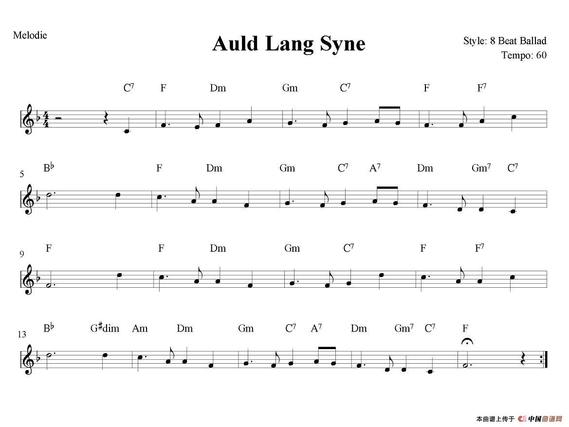 Auld Lang Syne电子琴谱