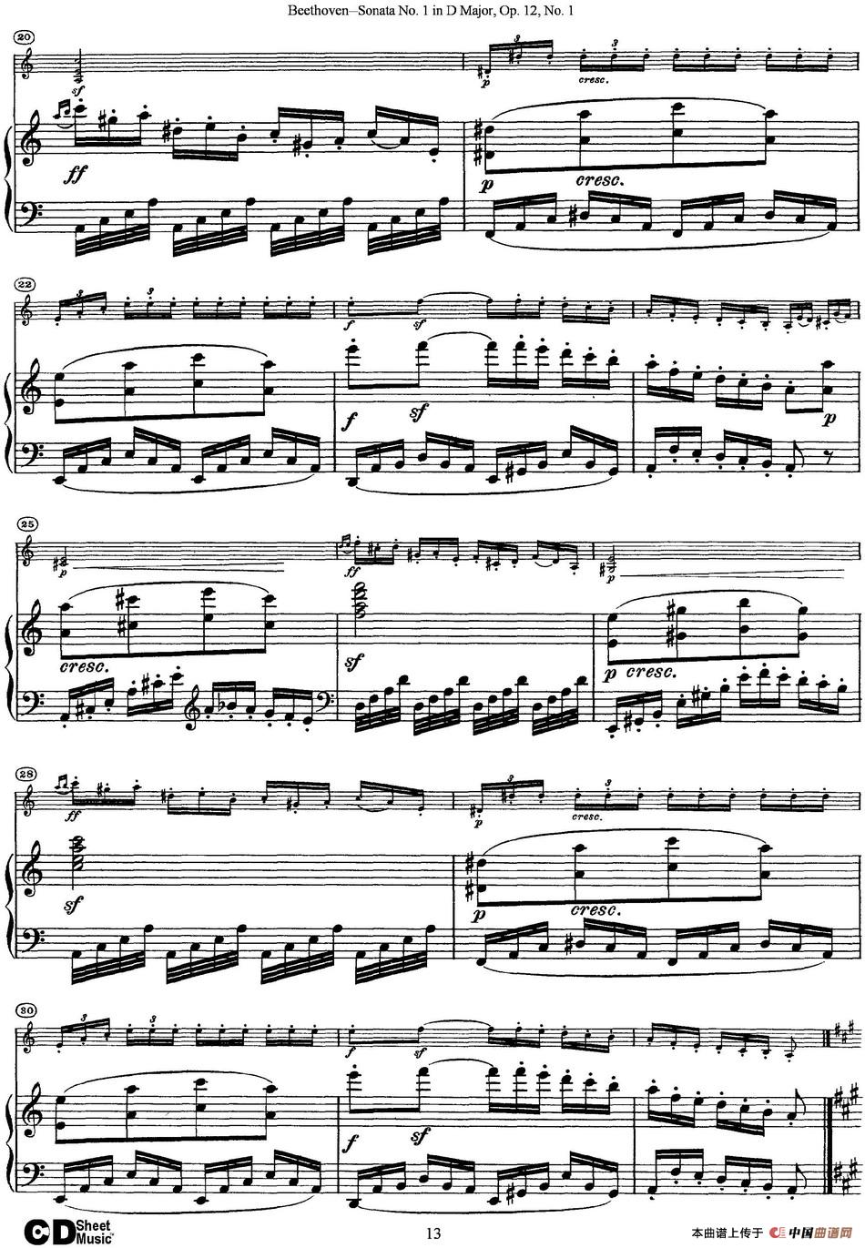 Violin Sonata No.1 in D Major Op.12 No.1（小提琴+钢琴伴奏