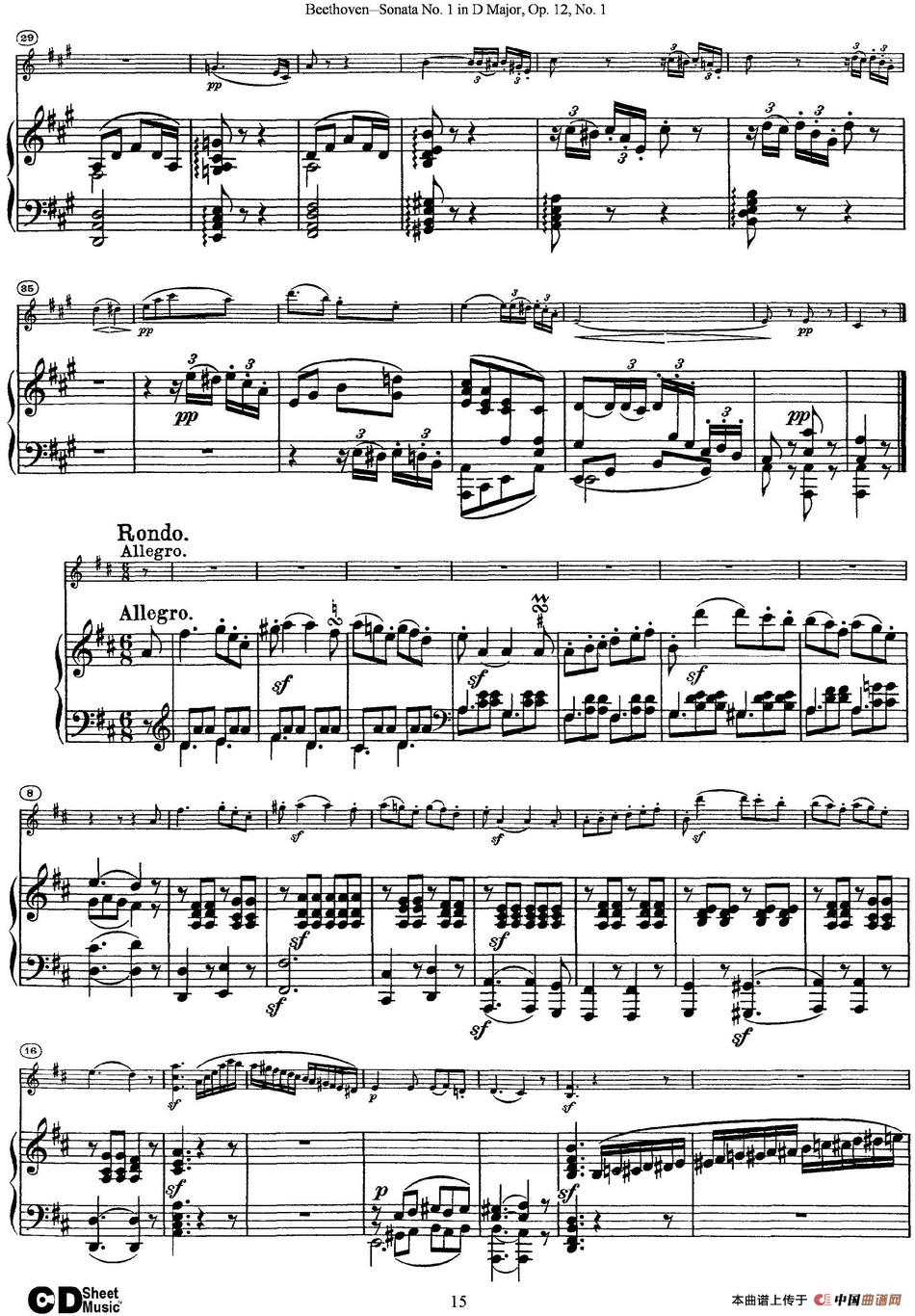 Violin Sonata No.1 in D Major Op.12 No.1（小提琴+钢琴伴奏