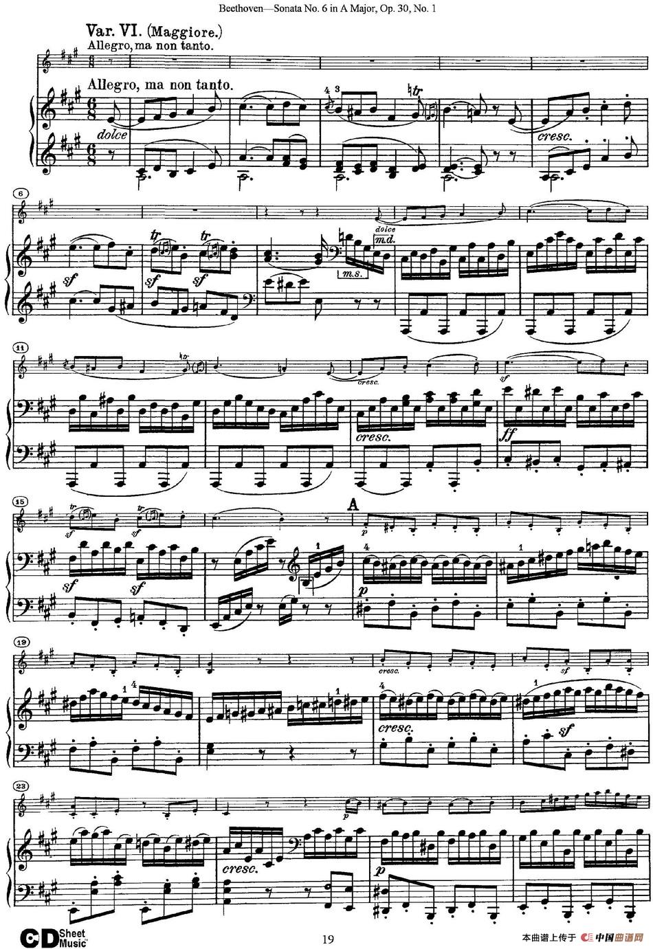 Violin Sonata No.6 in A Major Op.30 No.1（小提琴+钢琴伴奏