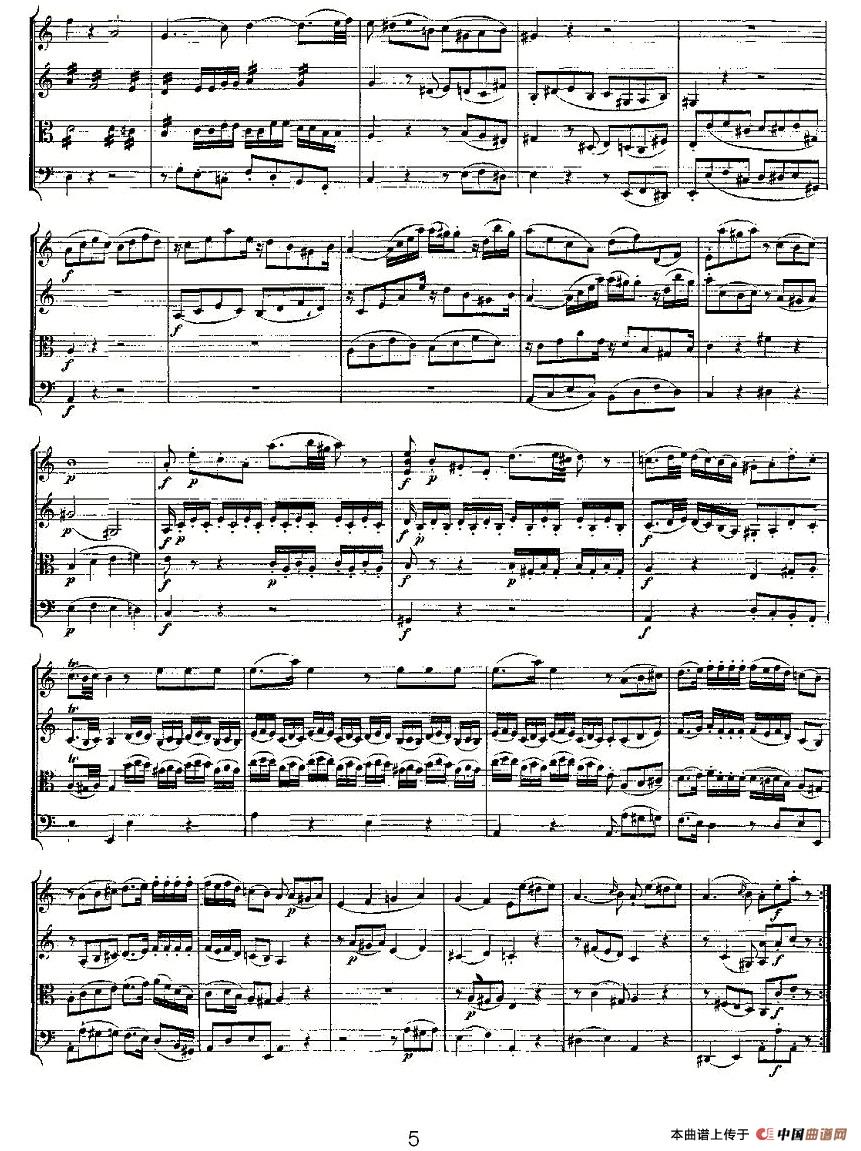 Quartet No. 5 in F Major, K. 158（F大调第五弦乐四重奏