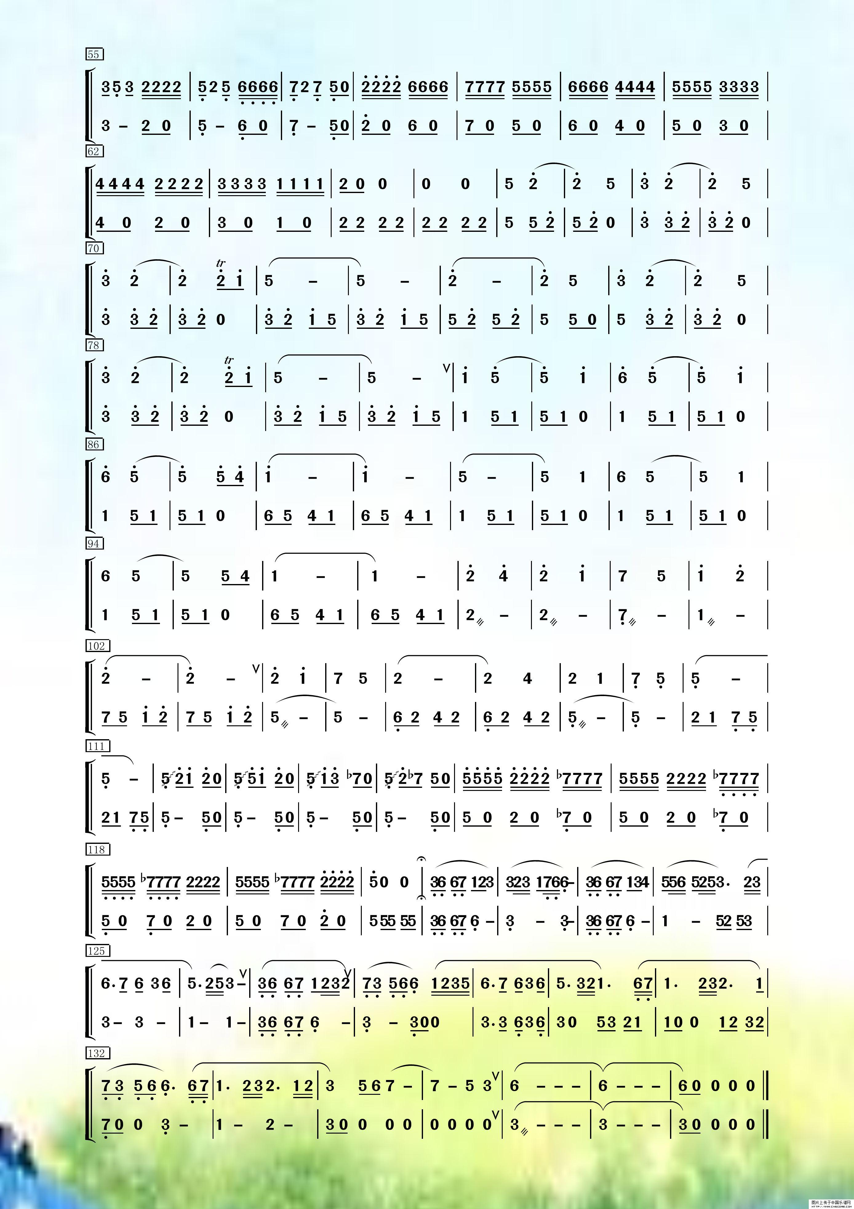 曲谱名：望乡（拉弦分谱）二胡谱