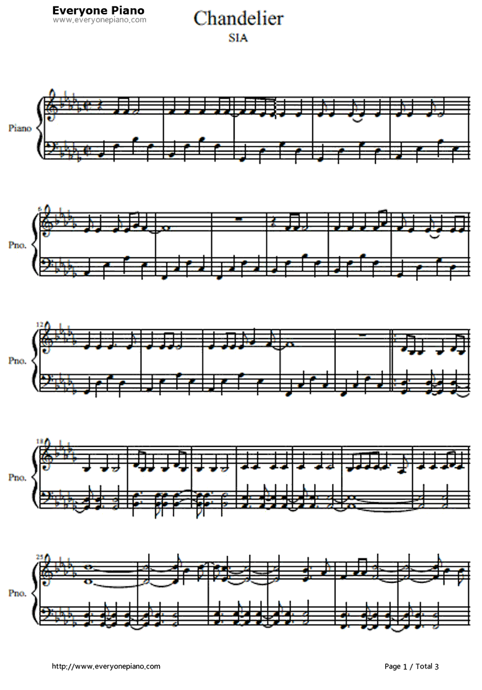 《Chandelier》（Sia演唱）钢琴谱第2张
