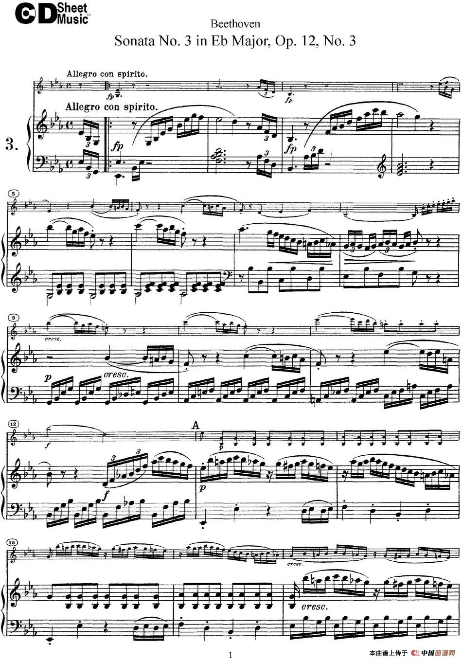 Violin Sonata No.3 in Eb Major Op.12 No.3（小提琴+钢琴伴