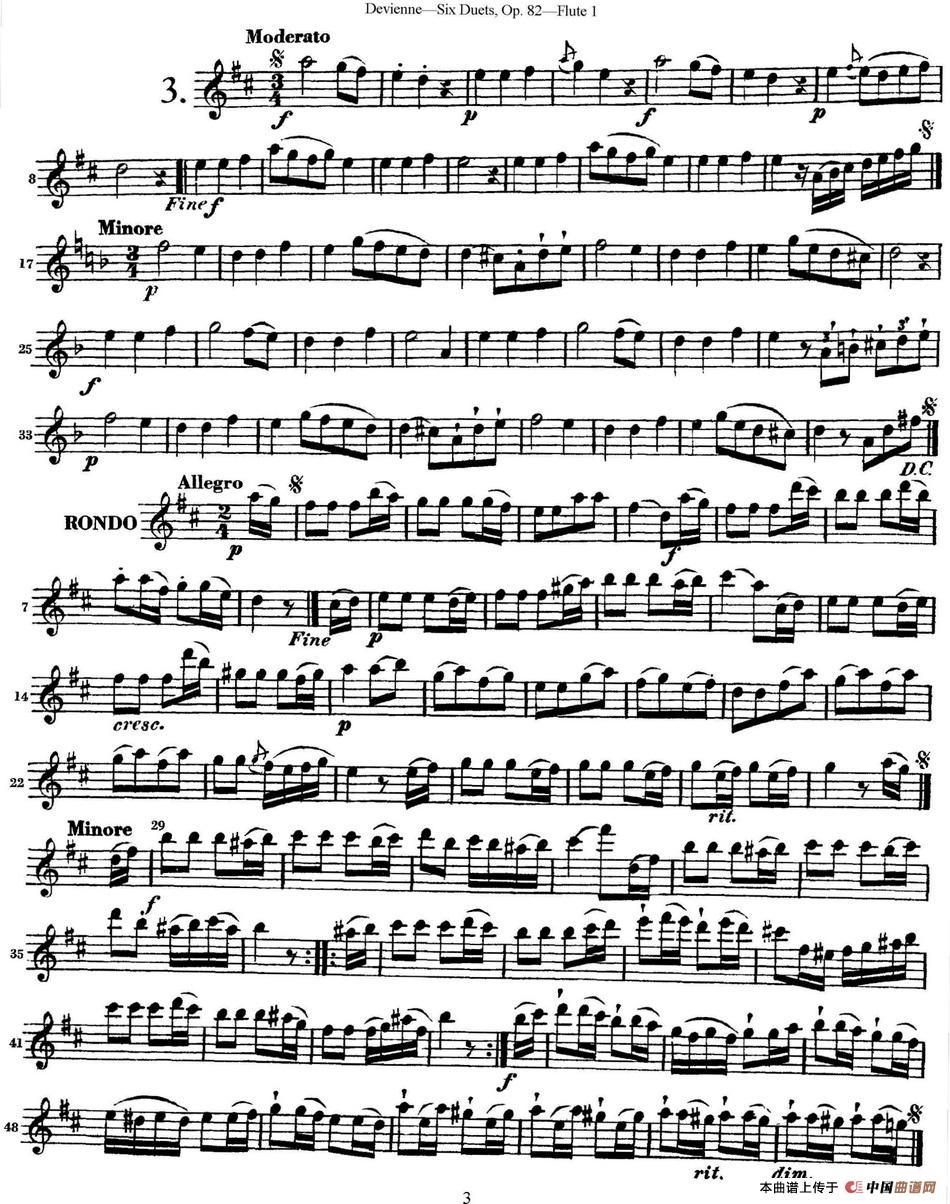 德维埃纳六个长笛二重奏小段Op.82——Flute 1（N