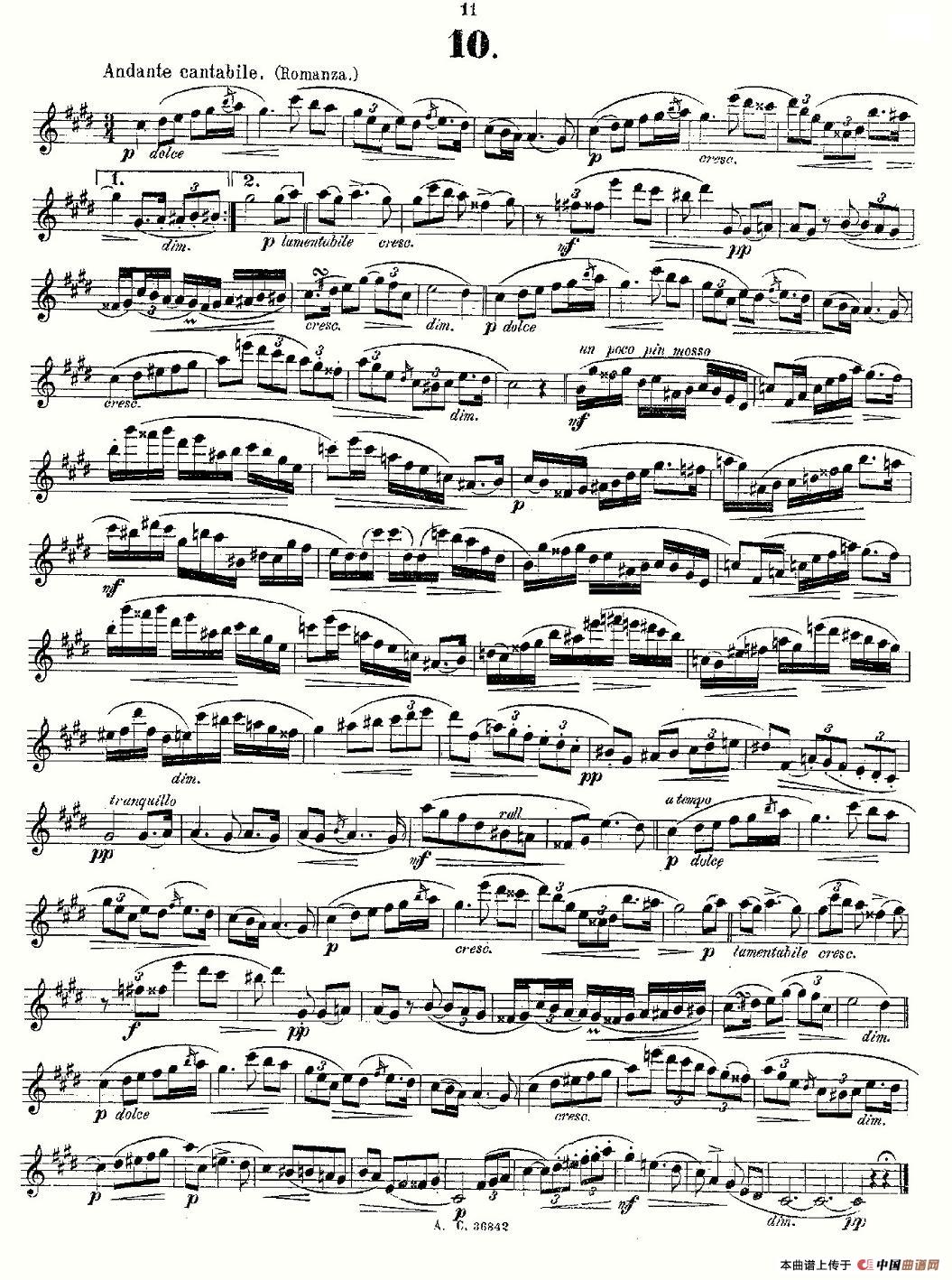 24首长笛练习曲 Op.21 之1—12长笛谱