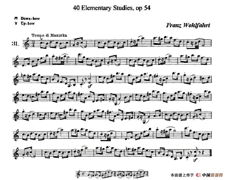 40首小提琴初级技巧练习曲之31小提琴谱