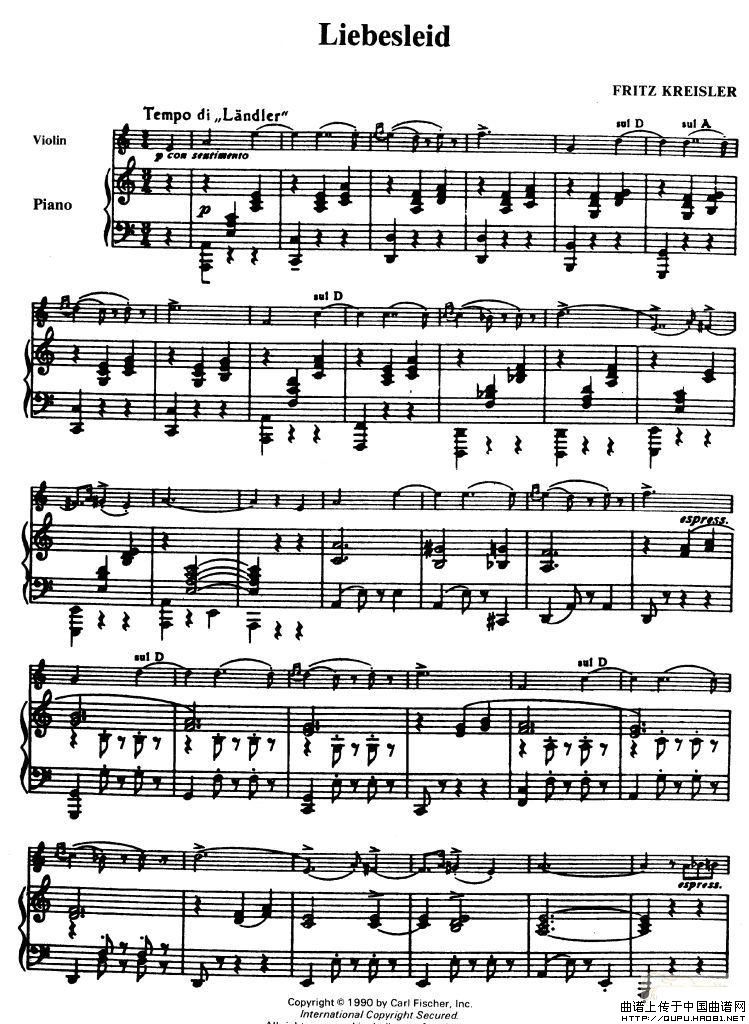 Liebesleid（爱的忧伤小提琴+钢琴）小提琴谱