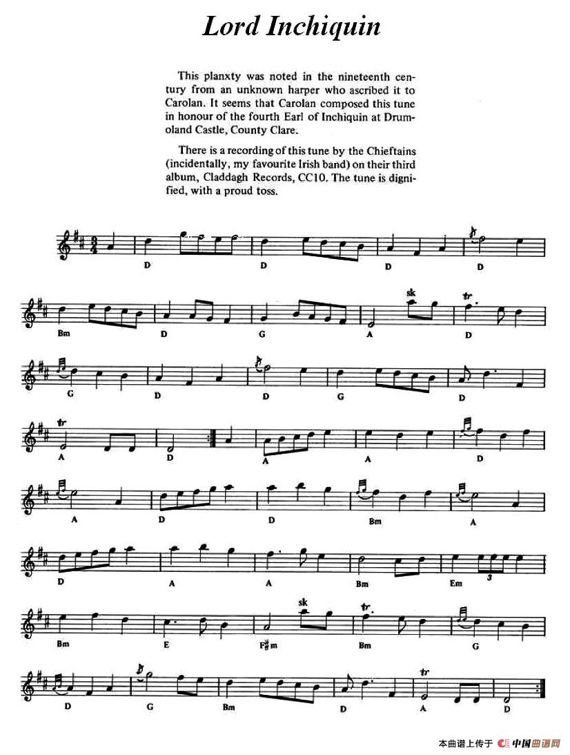 Lord Inchiquin（爱尔兰民歌）小提琴谱