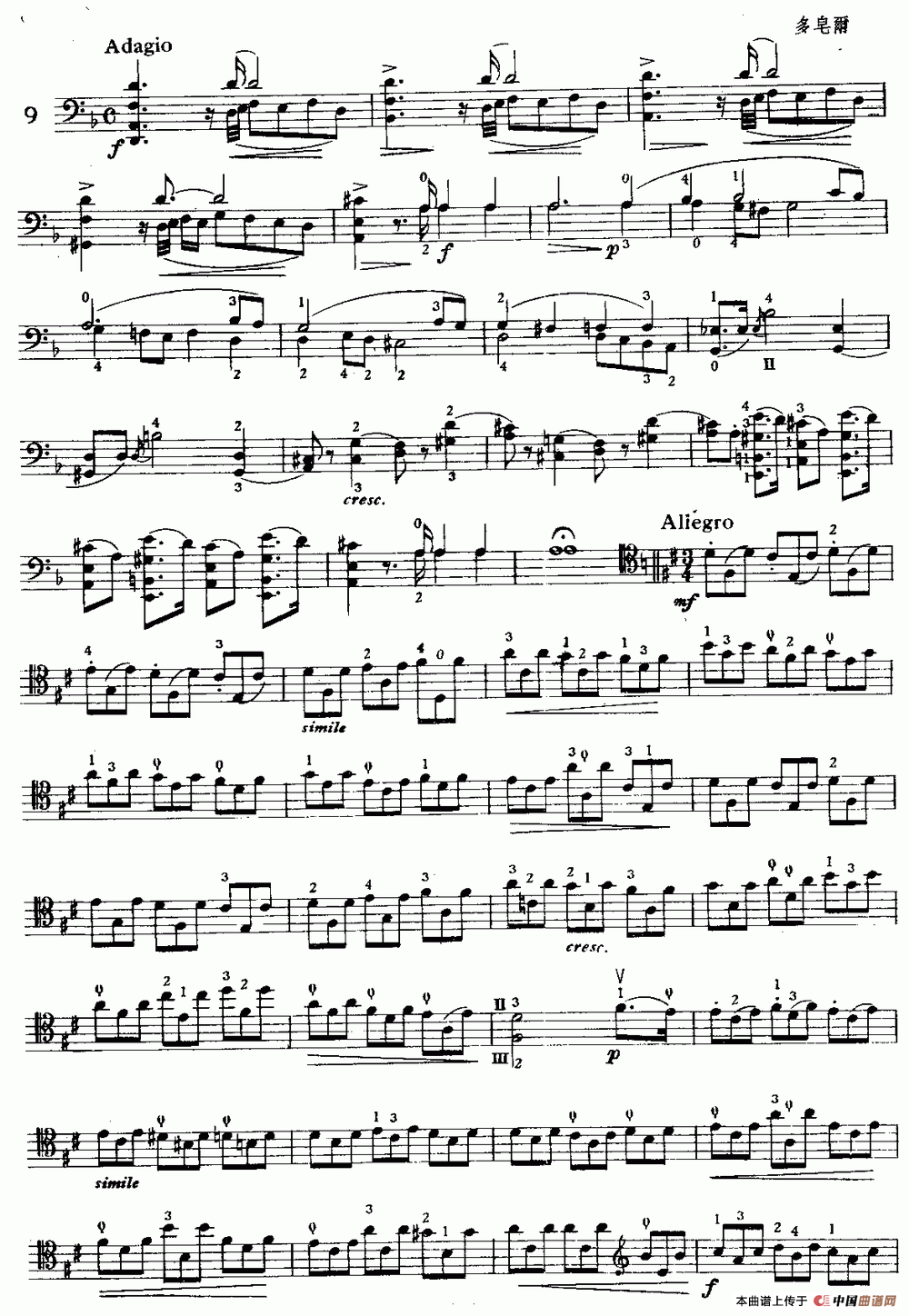 柔板快板练习曲（大提琴）小提琴谱
