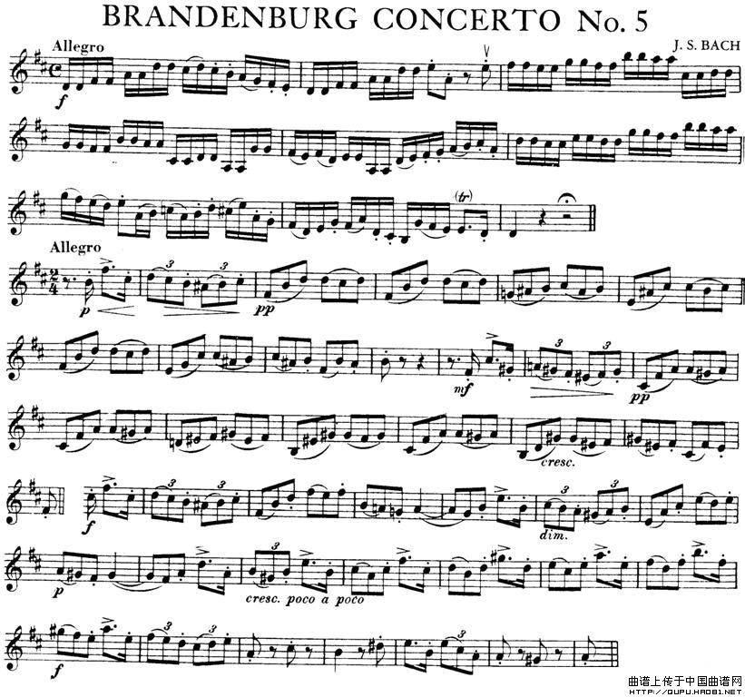 BRANDENBURG CONCERTO No.5小提琴谱