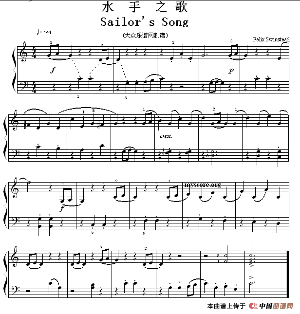 考级初级曲目：水手之歌（Sailors Song）