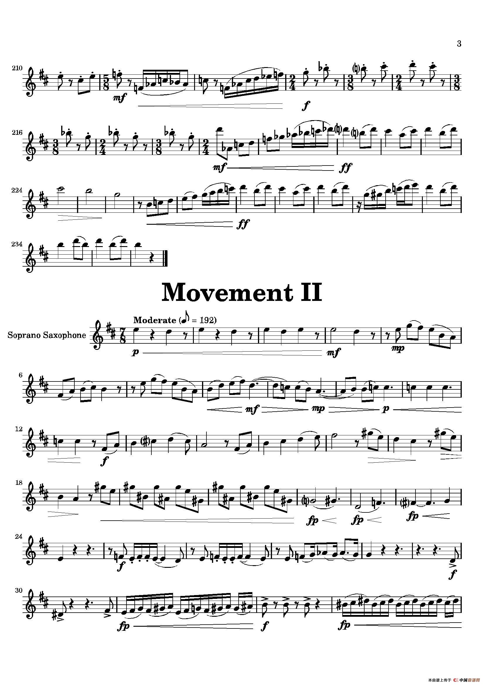 Movement（四重奏高音萨克斯分谱）