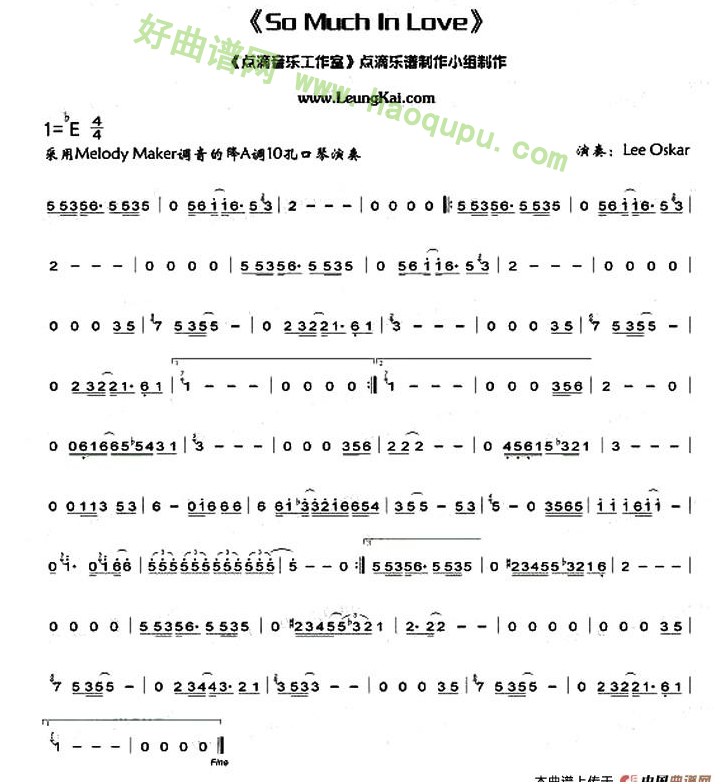 《So Much Ln Love》（布鲁斯）口琴简谱