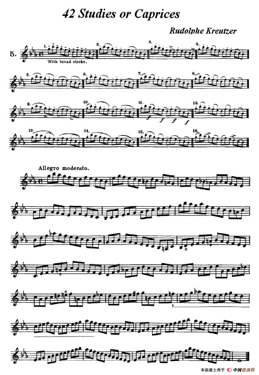 42首练习曲或隨想曲之五小提琴谱