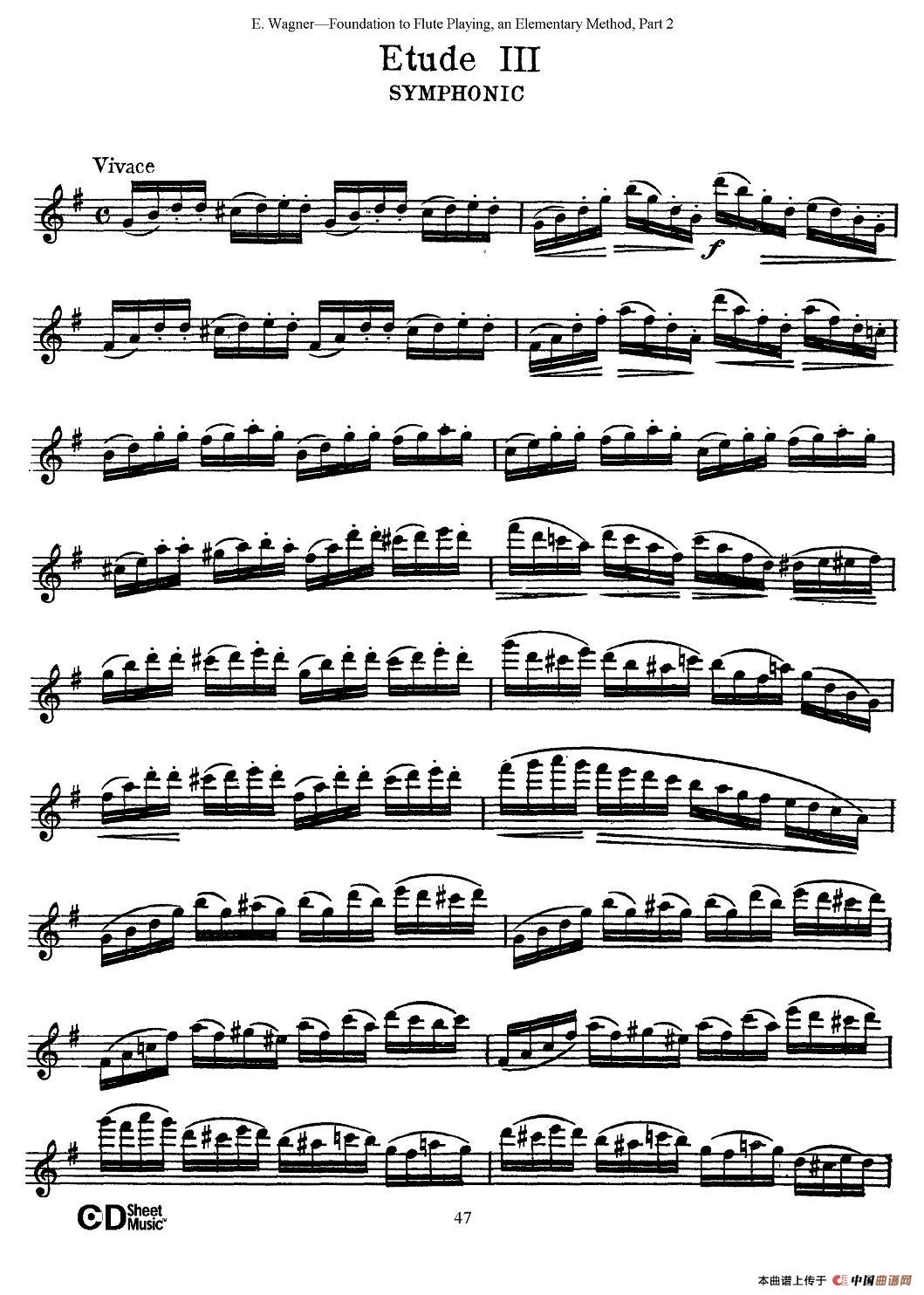长笛演奏基础教程练习（Etude 3）长笛谱