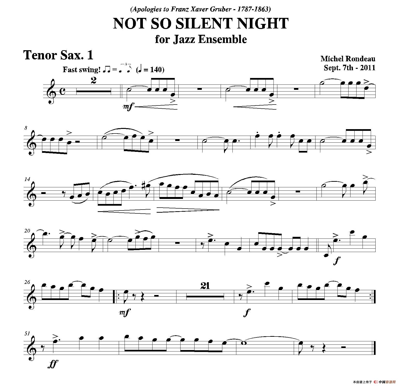 NOT SO SILENT NIGHT（第一次中音萨克斯分谱）