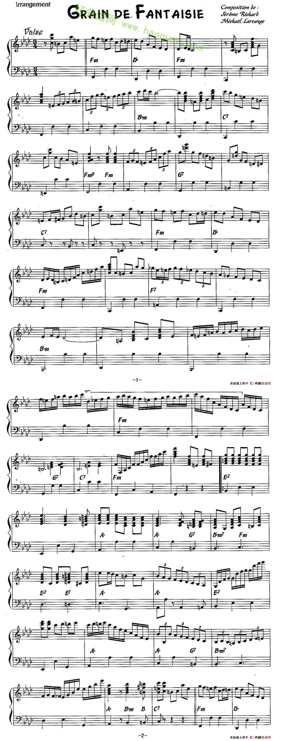 《Grain de Fantaisie》（华丽华尔兹）手风琴曲谱第2张