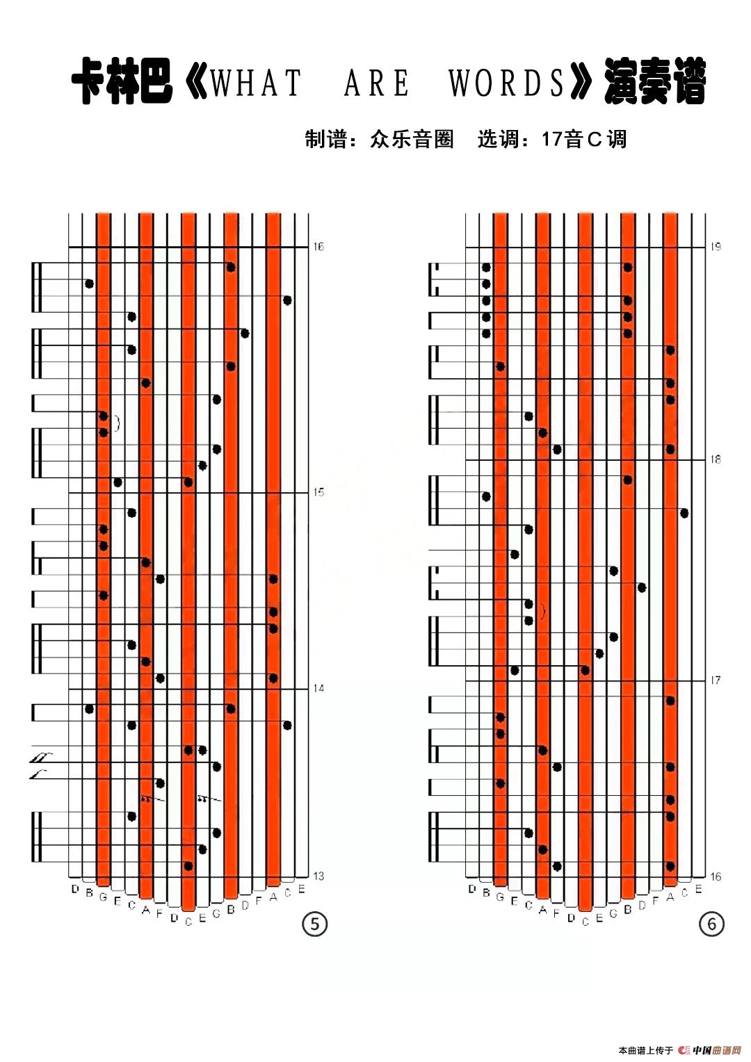 what are words（拇指琴卡林巴琴演奏谱）