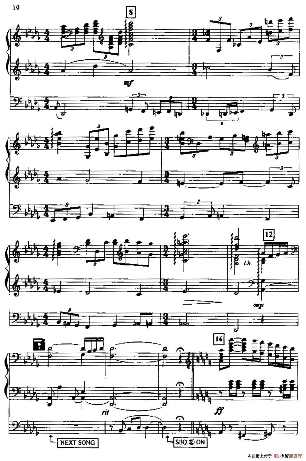 帕格尼尼主题狂想曲（双排键电子琴）电子琴谱
