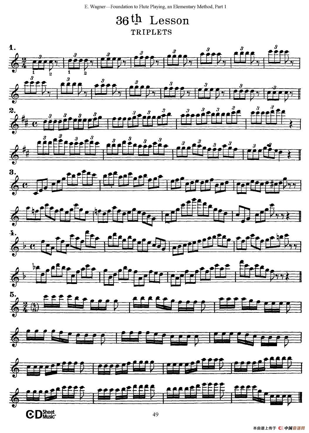 长笛演奏基础教程练习（31—40）长笛谱