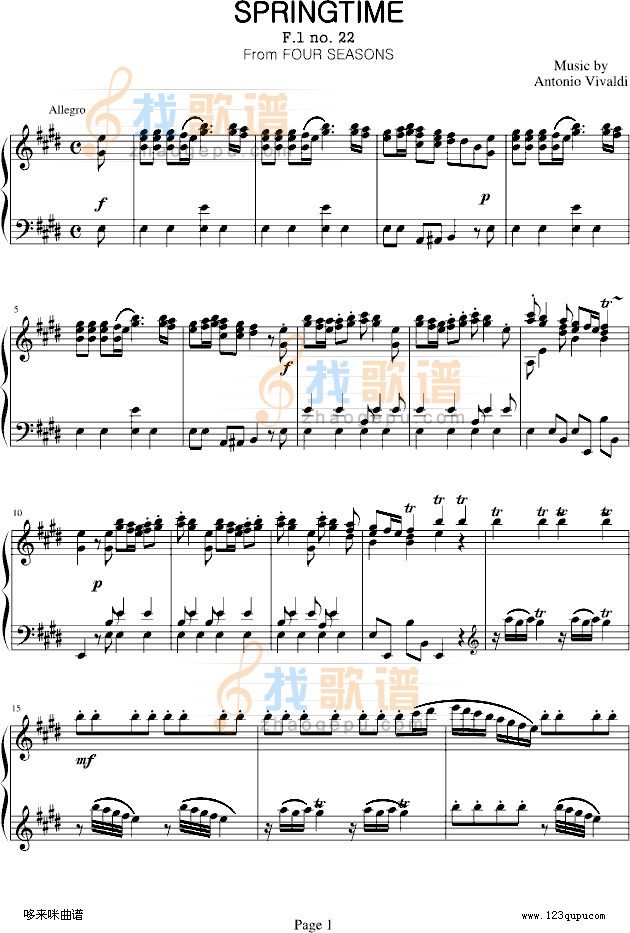 四季·春-维瓦尔第钢琴谱