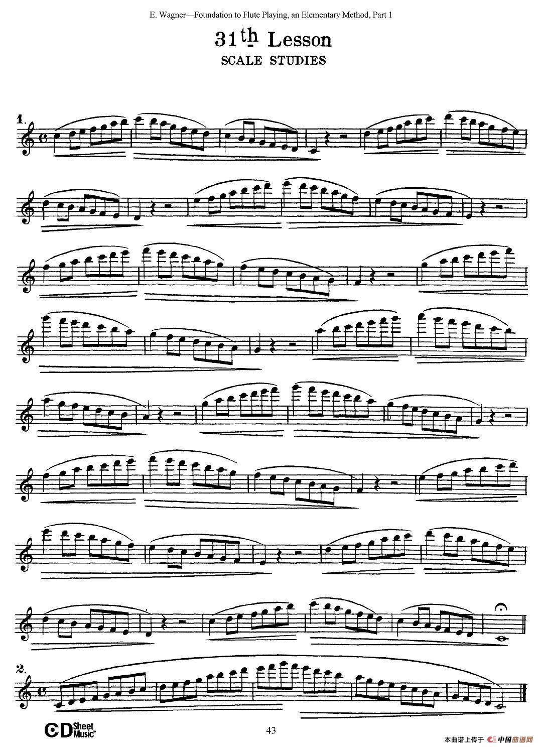 长笛演奏基础教程练习（31—40）长笛谱