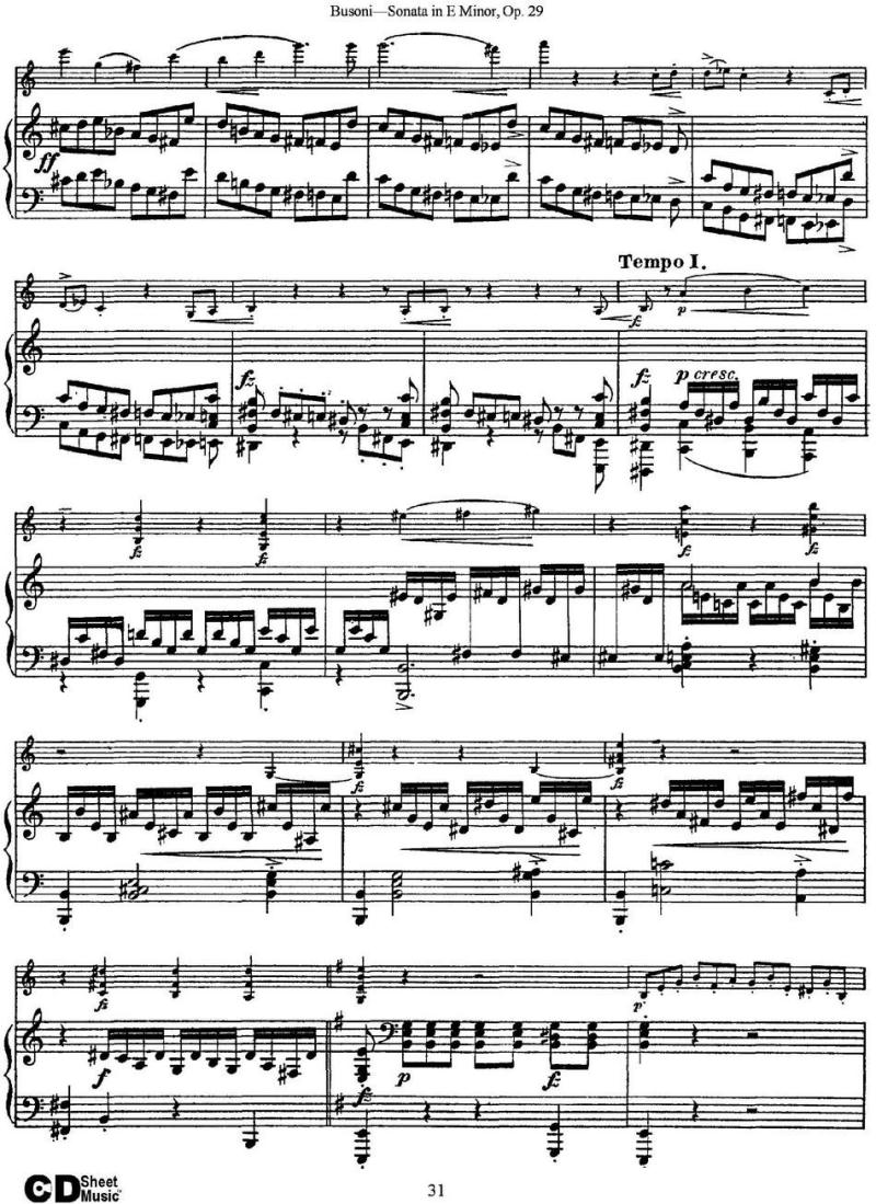 Violin Sonata No.1 in E Minor Op.29（小提琴+钢琴伴奏）