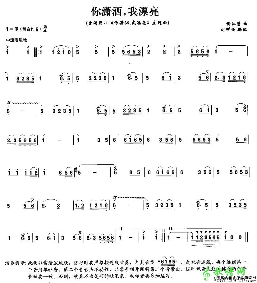 【你潇洒，我漂亮笛子谱】