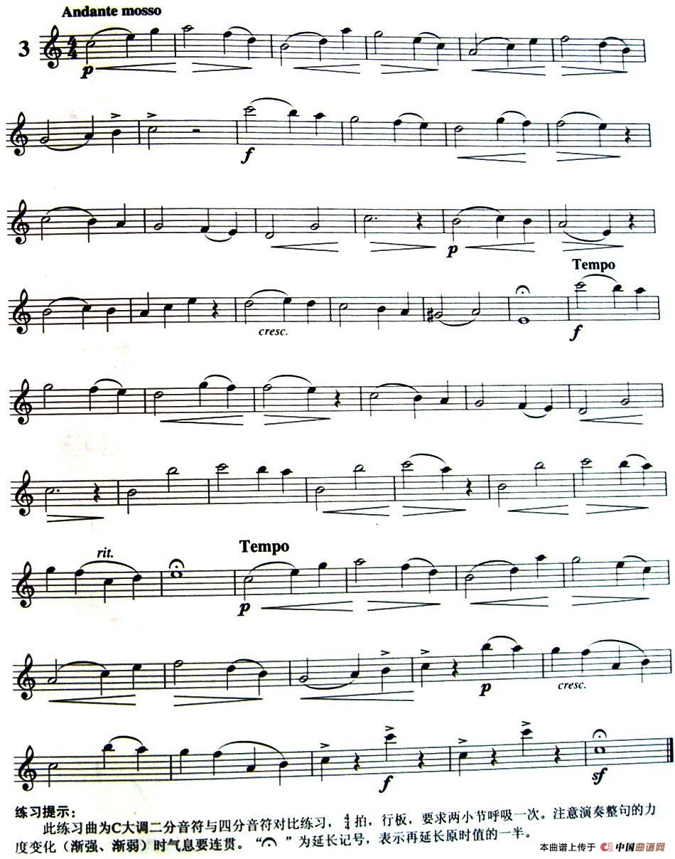 三十首小练习曲作品120号（NO.3）长笛谱