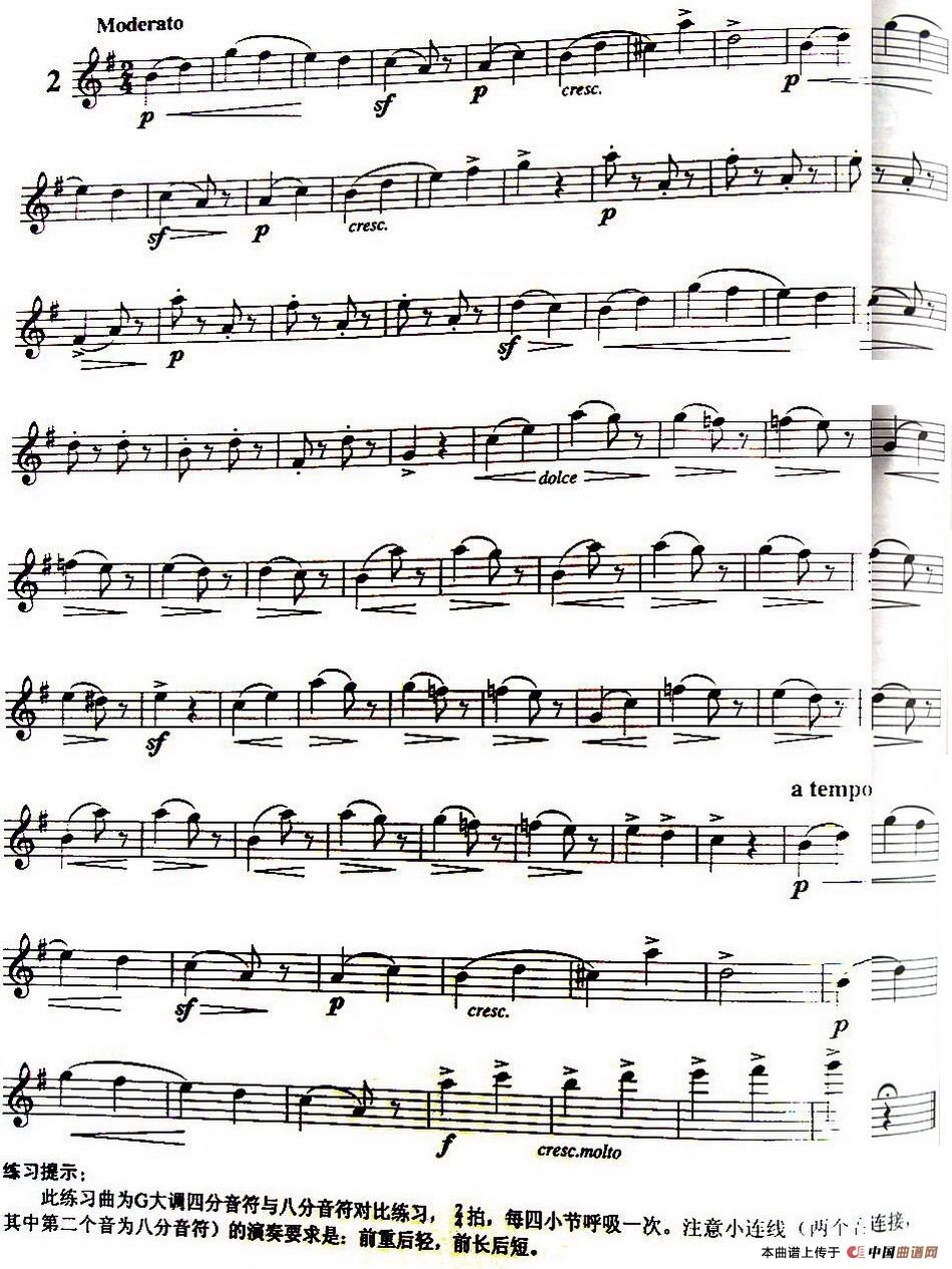 三十首小练习曲作品120号（NO.2）长笛谱