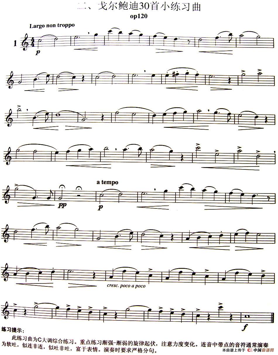 三十首小练习曲作品120号（NO.1）长笛谱